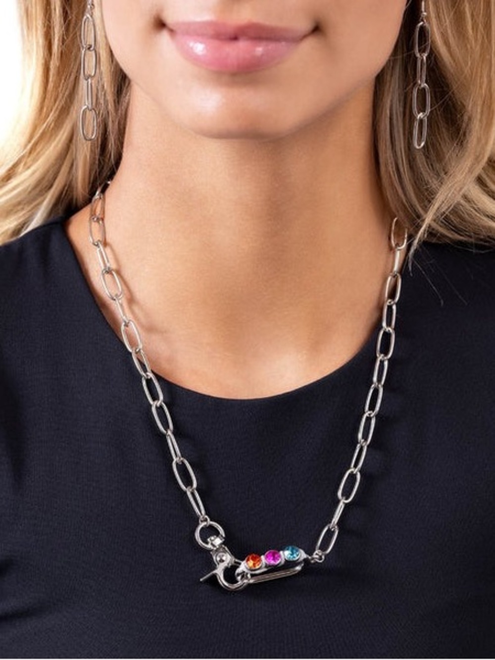 NWT Blue/Pink/Orange Necklace & Earrings Set